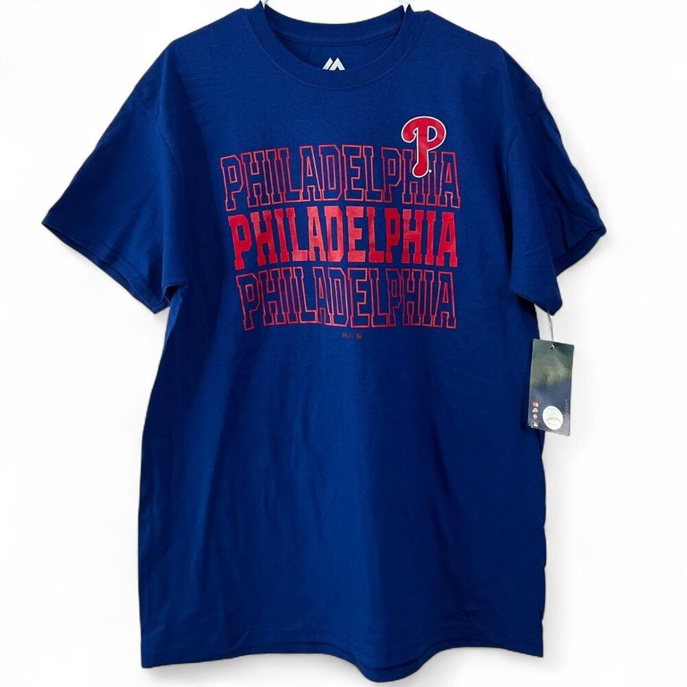 Philadelphia Phillies Baseball MLB Fan Gear T-Shirt Blue/Red Men's Size Large